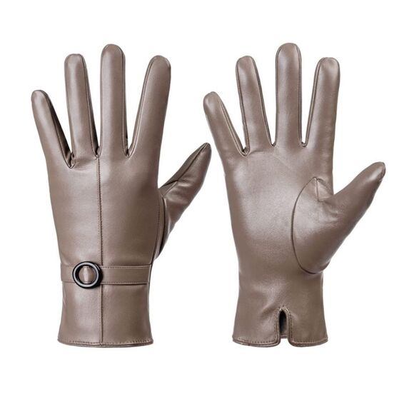 Winter Leather Gloves Beige  - Picture 1 of 6